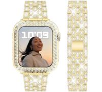 DEALELE Pulsera compatible con iWatch de 40 mm, 44 mm, 41 mm, 45 mm, 49 mm, con brillantes, diamantes de imitación, metal, con funda protectora, repuesto para Apple Watch Series 9/8/7/6/5/4/SE/Ultra