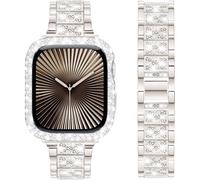 DEALELE Pulsera compatible con iWatch de 40 mm, 44 mm, 41 mm, 45 mm, 49 mm, con brillantes, diamantes de imitación, metal, con funda protectora, repuesto para Apple Watch Series 9/8/7/6/5/4/SE/Ultra