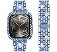 DEALELE Pulsera compatible con iWatch de 40 mm, 44 mm, 41 mm, 45 mm, 49 mm, con brillantes, diamantes de imitación, metal, con funda protectora, repuesto para Apple Watch Series 9/8/7/6/5/4/SE/Ultra