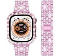 DEALELE Pulsera compatible con iWatch de 40 mm, 44 mm, 41 mm, 45 mm, 49 mm, con brillantes, diamantes de imitación, metal, con funda protectora, repuesto para Apple Watch Series 9/8/7/6/5/4/SE/Ultra