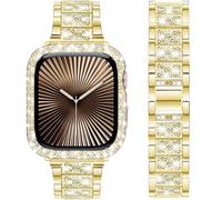 DEALELE Pulsera compatible con iWatch de 40 mm, 44 mm, 41 mm, 45 mm, 49 mm, con brillantes, diamantes de imitación, metal, con funda protectora, repuesto para Apple Watch Series 9/8/7/6/5/4/SE/Ultra