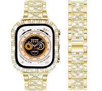 DEALELE Pulsera compatible con iWatch de 40 mm, 44 mm, 41 mm, 45 mm, 49 mm, con brillantes, diamantes de imitación, metal, con funda protectora, repuesto para Apple Watch Series 9/8/7/6/5/4/SE/Ultra