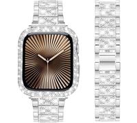 DEALELE Pulsera compatible con iWatch de 40 mm, 44 mm, 41 mm, 45 mm, 49 mm, con brillantes, diamantes de imitación, metal, con funda protectora, repuesto para Apple Watch Series 9/8/7/6/5/4/SE/Ultra