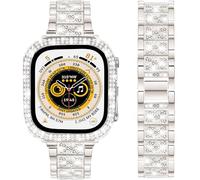 DEALELE Pulsera compatible con iWatch de 40 mm, 44 mm, 41 mm, 45 mm, 49 mm, con brillantes, diamantes de imitación, metal, con funda protectora, repuesto para Apple Watch Series 9/8/7/6/5/4/SE/Ultra