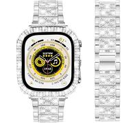 DEALELE Pulsera compatible con iWatch de 40 mm, 44 mm, 41 mm, 45 mm, 49 mm, con brillantes, diamantes de imitación, metal, con funda protectora, repuesto para Apple Watch Series 9/8/7/6/5/4/SE/Ultra