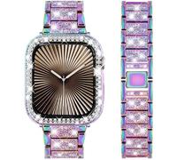 DEALELE Pulsera compatible con iWatch de 40 mm, 44 mm, 41 mm, 45 mm, 49 mm, con brillantes, diamantes de imitación, metal, con funda protectora, repuesto para Apple Watch Series 9/8/7/6/5/4/SE/Ultra