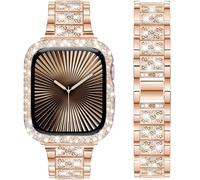 DEALELE Pulsera compatible con iWatch de 40 mm, 44 mm, 41 mm, 45 mm, 49 mm, con brillantes, diamantes de imitación, metal, con funda protectora, repuesto para Apple Watch Series 9/8/7/6/5/4/SE/Ultra