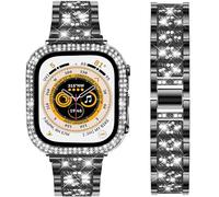 DEALELE Pulsera compatible con iWatch de 40 mm, 44 mm, 41 mm, 45 mm, 49 mm, con brillantes, diamantes de imitación, metal, con funda protectora, repuesto para Apple Watch Series 9/8/7/6/5/4/SE/Ultra