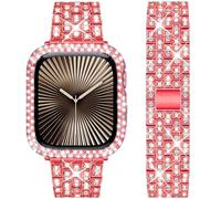 DEALELE Pulsera compatible con iWatch de 40 mm, 44 mm, 41 mm, 45 mm, 49 mm, con brillantes, diamantes de imitación, metal, con funda protectora, repuesto para Apple Watch Series 9/8/7/6/5/4/SE/Ultra