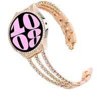 DEALELE Pulsera compatible con Samsung Galaxy Watch 6 40 mm/44 mm/6 Classic 43 mm/47 mm, 20 mm de purpurina fina de diamantes de imitación de metal pulsera con funda protectora para hombre y mujer