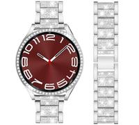 DEALELE Pulsera compatible con Samsung Galaxy Watch 6 40 mm/44 mm/6 Classic 43 mm/47 mm, 20 mm de purpurina fina de diamantes de imitación de metal pulsera con funda protectora para hombre y mujer