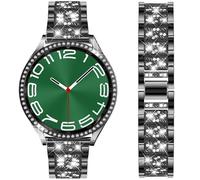 DEALELE Pulsera compatible con Samsung Galaxy Watch 6 40 mm/44 mm/6 Classic 43 mm/47 mm, 20 mm de purpurina fina de diamantes de imitación de metal pulsera con funda protectora para hombre y mujer