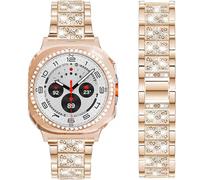 DEALELE Pulsera compatible con Samsung Galaxy Watch 7/5/4, 40 mm, 44 mm, FE 40 mm/5 Pro 45 mm, 20 mm de purpurina de metal con diamantes de imitación, con funda protectora, repuesto para hombre y