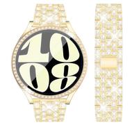 DEALELE Pulsera y carcasa de cristal templado compatible con Samsung Galaxy Watch 7 / FE / 6/5 / 4 40 mm 44 mm, 20 mm purpurina diamante metal pulseras con funda protectora con protector de pantalla