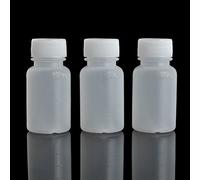 Dealglad 100 unidades de plástico de 20 ml de PE vacío de boca pequeña graduada de laboratorio químico envase reactivo botella de sellado líquido medicina botella