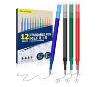 DealKits 12 minas de repuesto borrables para bolígrafo de gel de 0,7 mm, compatible con Pilot FriXion Ball & Clicker & Eberhard Faber, mina de repuesto para bolígrafo de gel borrable, 400 m de