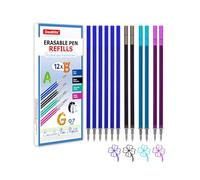 DealKits 12x Recambios Borrables Compatible con Legami (6 Azul,2 Negro,2 Morado,2 Turquesa), Altura 13 cm, Tinta termosensible, Recambio borrable de 0,7 mm, Longitud de Escritura Superior a 185 Metros