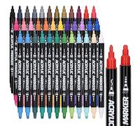 DealKits 36 lápices acrílicos de colores, rotuladores de doble punta para pintar piedras, resistentes al agua, multimarcador de doble punta, acrílico permanente para lienzo, papel, álbum de fotos