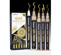 DealKits 5 rotuladores acrílicos dorados, rotuladores acrílicos opacos para madera, vidrio, papel, piedra