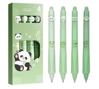 DealKits Bolígrafo borrable, 4 unidades, con diseño de panda, helado, pastel, bola en el extremo para quitar la tinta, azul, punta de 0,5 mm, rotuladores de borrador sensibles al calor