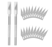 DealKits Juego de 2 cuchillos para manualidades, incluye 20 cuchillas de repuesto y 2 tapas protectoras, cúter para escalpelo, cuchillo de tallar para cortar tela fondant, lámina de carbón,