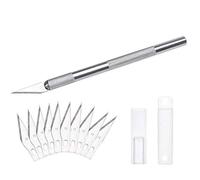 DealKits Juego de bisturí, incluye 10 cuchillas de repuesto SK5 y tapa protectora, cuchillo para manualidades, cuchillo de tallar para cortar fondant tela, lámina de carbón para manualidades (plata)