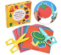 DealKits Juego de Corte Para Niños - 2 Tijeras de Seguridad + 48 Hojas - Actividades Divertidas Para Preescolar y Guardería - DIY