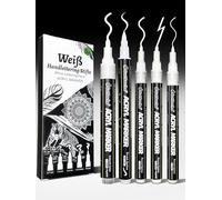 DealKits Pack de 5 rotuladores acrílicos blancos, rotuladores acrílicos opacos para madera, vidrio, tela, piedra y más, secado rápido, resistentes al agua, resistentes a la luz, ideales para arte