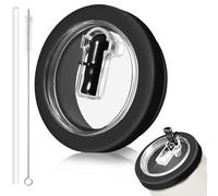 DealKits Tapa de repuesto para Stanley Cup - Compatible con Stanley Cup 40oz - con 1 pajitas y 1 cepillo de pajita - Negro - para tapa Stanley Cup a prueba de fugas - Accesorios para Stanley Cup