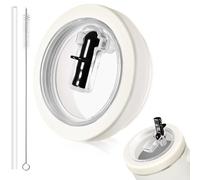 DealKits Tapa de repuesto para Stanley Cup - Compatible con Stanley Cup 40oz - con 1 pajitas y 1 cepillo de pajita - Beige - Tapa reutilizable a prueba de fugas - Accesorios para Stanley Cup