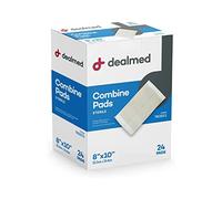 Dealmed - Almohadillas de combinación estériles abdominales (ABD, 20,3 x 25,4 cm), envueltas individualmente, apósito para heridas de primeros auxilios, 24 unidades (paquete de 1)