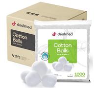 Dealmed Bolas de algodón no estériles convenientemente empaquetadas en bolsa con cierre de cremallera, 1000 unidades (paquete de 4)