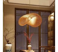 Dealnt Lámpara de araña tejida vintage Sombrero de paja creativo Arte de bambú Lámpara colgante ajustable Techo de bambú natural E27 Luces colgantes Restaurante Sala de té Dormitorio Sala de estar