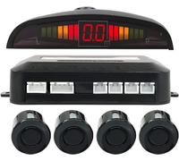 Deals Sensores de aparcamiento para coche, kit de 4 sensores de aparcamiento traseros para coche con pantalla de sonido LED acústico pintables, kit de 4 sensores radar con sonido de alarma