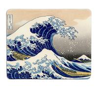 dealzEpic - Alfombrilla de rat n art stica de caucho natural con estampado de arte japon s de La Gran Ola de Hokusai - Borde cosido - 24 x 20 cm