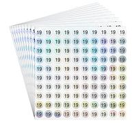 dealzEpic - Pegatinas reflectantes con números láser del número 19 pegatinas autoadhesivas redondas para inventario/almacenamiento de organización, paquete de 10 hojas