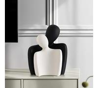 DEAMACE Estatuas de cerámica para decoración del hogar, figuras de pareja abrazadas, esculturas románticas modernas de amor para sala de estar, dormitorio, oficina, estante y decoración de mesa, color