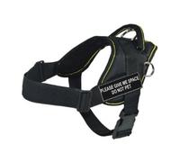 Dean & Tyler D&T FUNW PGMSPACEDNP YT-M DT Fun Works - Arnés con Texto en inglés Please Give Me Space Do Not Pet, Contorno de Ajuste Mediano, 71 cm a 86 cm, Negro con Ribete Amarillo