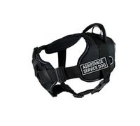 Dean & Tyler DT Fun - Arnés para Perro Assistance Service Dog con Pieza Acolchada en el Pecho, se Adapta a Contorno de 34 a 47 Pulgadas, XL, Negro con Ribete Reflectante