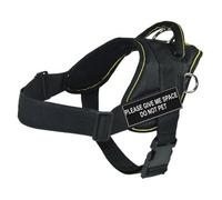 Dean & Tyler DT Fun Works Arnés con Texto en inglés Please Give Me Space Do Not Pet, Negro con Borde Amarillo, XXS - Se Adapta a tamaños de cincha: 45,7 a 55,8 cm