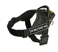 Dean & Tyler Fun Works - Arnés para Mascotas de 34 a 47 Pulgadas, XL, Militar Estadounidense K9, Negro con Ribete Amarillo