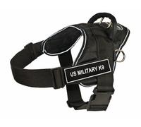 Dean & Tyler Fun Works - Arnés para Mascotas de 50.8 cm a 58.4 cm, Talla XS, Militar de EE. UU. K9, Negro con Ribete Reflectante
