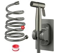 DEANKEJI 2 Metros Acero Inoxidable Grifo para WC Conjunto-Conjunto, Gris Oscuro Duchas Higienicas para WC con Manguera, Pulverizador de Bidé, Ducha Inodoro, para Baño, Cocina, Hotel