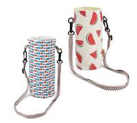 DEANKEJI 2 Piezas Funda Botella Agua, Bolsas para Botellas, 18 × 12 cm Bolsa para Botella, con Correa Ajustable, para Acampar y Montañismo, Senderismo, Pesca