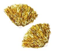 DEANKEJI 2 Piezas Pompones Deportivos, Oro Color Pompones de Lámina Metálica, Pompones de Porristas con Cierre de Anilla, se Puede Utilizar para Bailar, Animar, Fiestas Deportivas