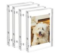 DEANKEJI 4 Piezas Marcos de Fotos, Refrigerador Acrílico Foto Iman Nevera, Transparente de Doble Cara Marco Fotos Metacrilato, 12 X 7 X 0.6 cm Iman Personalizado con Foto Para Fotos de 3 Pulgadas