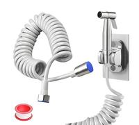 DEANKEJI 5 Metros PE Duchas Higienicas para Wc-Conjunto, Plata Grifo Bidet, Bidet Pulverizador, Grifo Wc Higienico con Manguera, para Cocinas, Baños y Hoteles