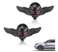 DEANKEJI Calavera Pegatina 2 Piezas Pegatinas Casco Moto, Pegatinas Tridimensionales para Coche, Negro, Aleación de Metal, Realista, Tridimensional, Calavera, Outdoor, Coche, Casco de Seguridad