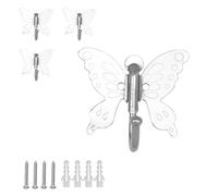 DEANKEJI Forma de Mariposa Plateada Colgador, 4 Piezas con Accesorios Incorporados Ganchos, Colgador Baño Adecuados para Decoración y Almacenamiento de Ropa