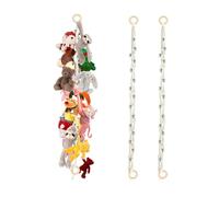 DEANKEJI Hamaca Guardar Juguetes, 2 Piezas Hamacas Colgantes Peluche con 2 Anillas Madera y 40 Clips, 2 m Malla Colgante Hamaca Peluche, Cadena Almacenamiento Juguetes, para Guardar Fotos, Juguetes